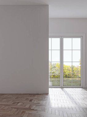 3D tasviri, büyük lüks, modern, parlak iç mekânlar sunuyor. Oturma odasındaki model bilgisayarlar dijital olarak oluşturuluyor.