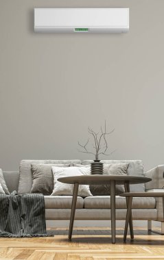 3D tasviri büyük lüks, modern, parlak iç mekânlar çiziyor. Oturma odası modeli. 