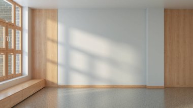 Büyük lüks, modern, parlak iç mekan. Oturma odası tasviri 3D canlandırma.