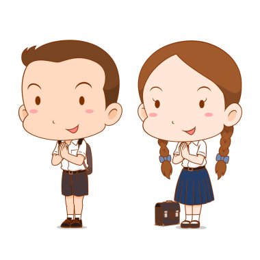 Liseli oğlan ve kız sevimli çift karikatür.