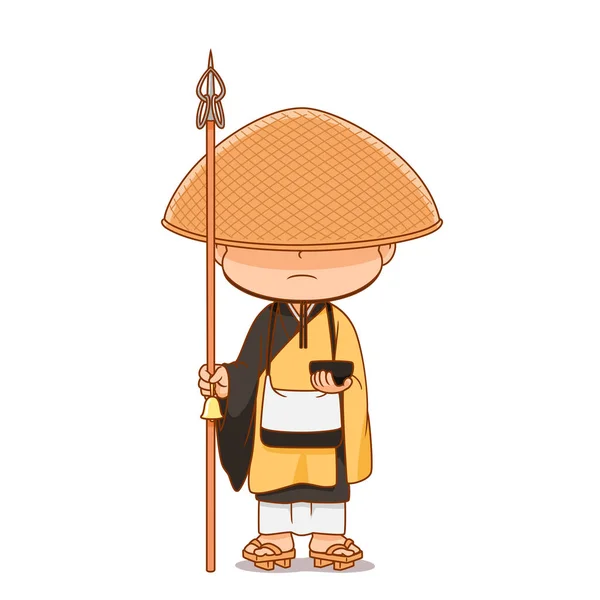 Χαρακτήρας Κινουμένων Σχεδίων Του Γιαπωνέζικου Βουδιστή Μοναχό — Διανυσματικό Αρχείο