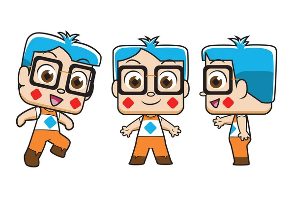 Smart Boy Personaggio Dei Cartoni Animati — Vettoriale Stock