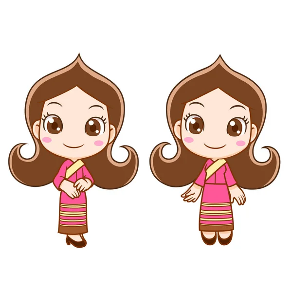 Menina Recepção Vestido Tailandês —  Vetores de Stock
