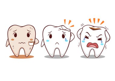 Diş sorunları ile dişi karikatür Illustration.