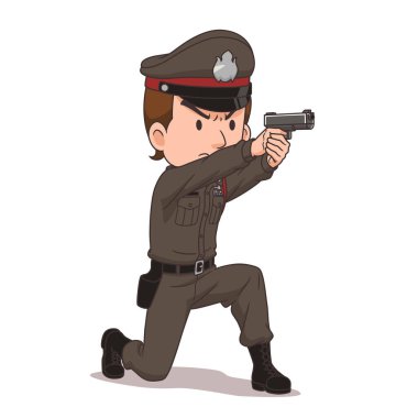 Tayland polisinin çizgi film karakteri silah doğrultuyor..