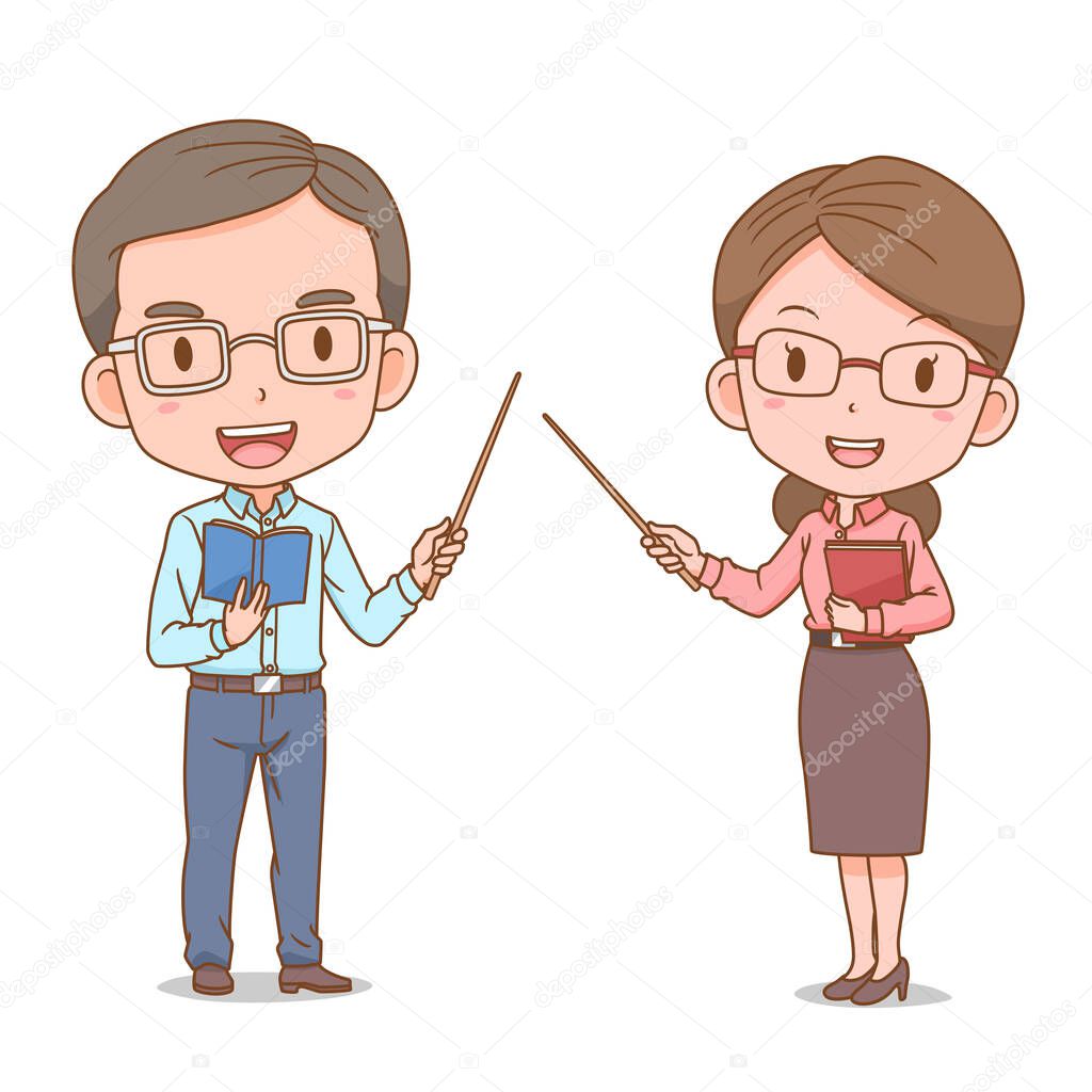 Cute couple cartoon of teachers.