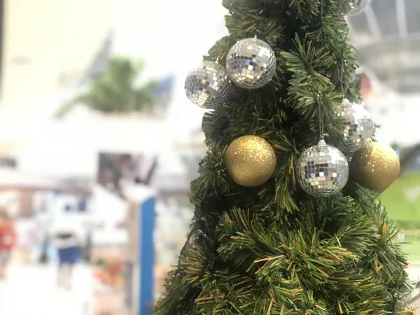 Nonthaburi Thailand November 2018 Schöner Weihnachtsbaum Geschmückt Mit Silber Und — Stockfoto