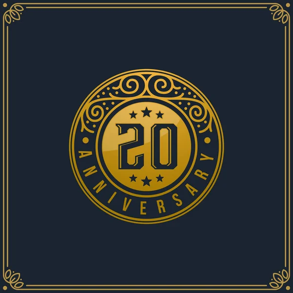 20Th Anniversary Celebration Birthday Reunion Logo Template Vector Design — Stock Vector