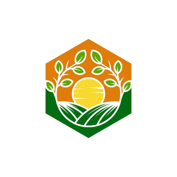 Conception Logo Agricole Illustration Vectorielle Symbole Icône Ferme Écologique — Image vectorielle