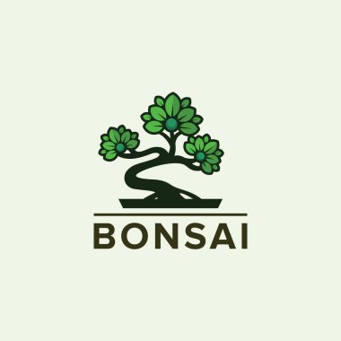  bonsai logo şablonu, ağaç simgesi tasarımı - vektör