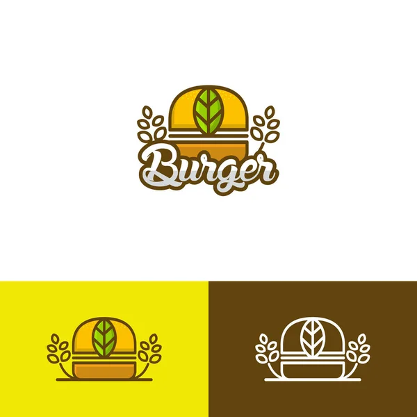 Plantilla Logotipo Vegano Hamburguesa Vector — Archivo Imágenes Vectoriales