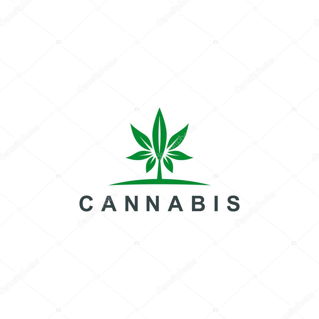 Cannabis logo, marijuana medical leaf icon symbol logo template vector illustration