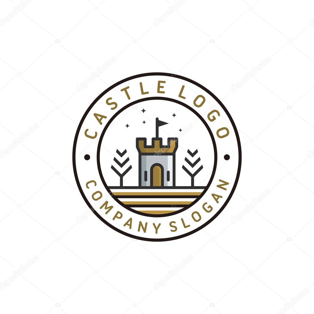 Castle logo design - vector illustration