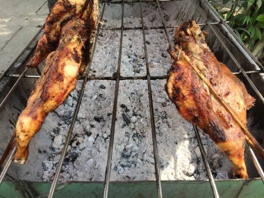 bbq ızgarasında ızgara tavuk.
