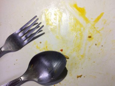 Tabak yemek lekeleri yedikten sonra yeme edilmiştir yemekleri