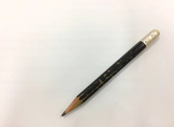 Hand Hält Schwarzen Bleistift Isoliert — Stockfoto