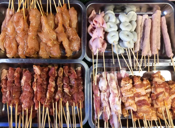 Ψησταριά Μπάρμπεκιου Φαγητό Του Δρόμου Στην Ταϊλάνδη Ταϊλανδικές Τροφές Του — Φωτογραφία Αρχείου