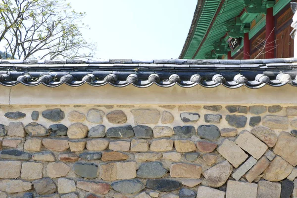 Κορεατικά Παραδοσιακό Πέτρινο Τοίχο — Φωτογραφία Αρχείου