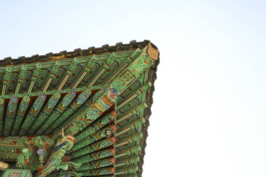 Kore'de Budist tapınağı Çatı. Geleneksel oryantal mimari dış tasarım.