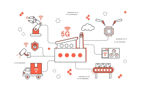 Basit 5g çizgi illüstrasyon koleksiyonu