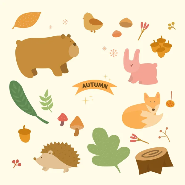 Imagens Macias Outono Outono Ilustração Animal —  Vetores de Stock