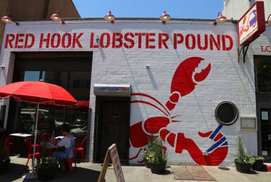 Brooklyn, New York - 24 Mayıs 2018: ünlü Red Hook ıstakoz Lirası Restoran Brooklyn, New York. 