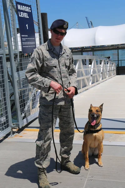 私たち空軍 犬が艦隊週 2018 中にセキュリティを提供するブルックリン ニューヨーク 2018 — ストック写真