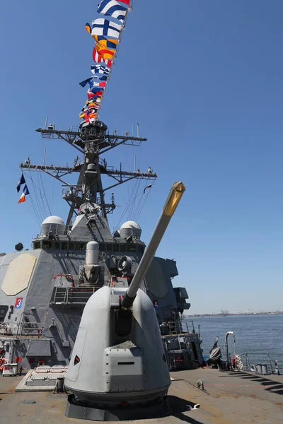 New York May 2018 Turret Containing Inch Gun Deck Navy — Stock Photo, Image