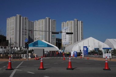 Nin Gangneung, Güney Kore - 12 Şubat 2018: 2018 Kış Olimpiyatları sporcular Olimpiyat Köyü nin Gangneung, Güney Kore        