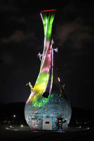 Pyeongchang Corea Del Sur Febrero 2018 Pyeongchang Ilumina Escultura Mundial — Foto de Stock