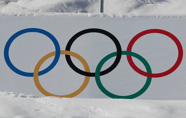 Pyeongchang South Korea Helmikuu 2018 Olympiarenkaat Phoenix Snow Parkin Vuoden — kuvapankkivalokuva