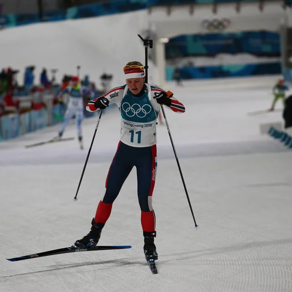 Pyeongchang South Korea February 2018 Silver Medalist Marte Olsbu Norway — Stock Photo, Image