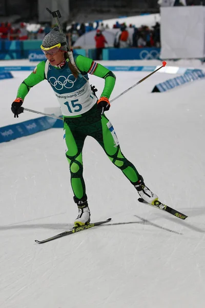 Pyeongchang South Korea February 2018 Olympic Champion Darya Domracheva Belarus — Stock Photo, Image