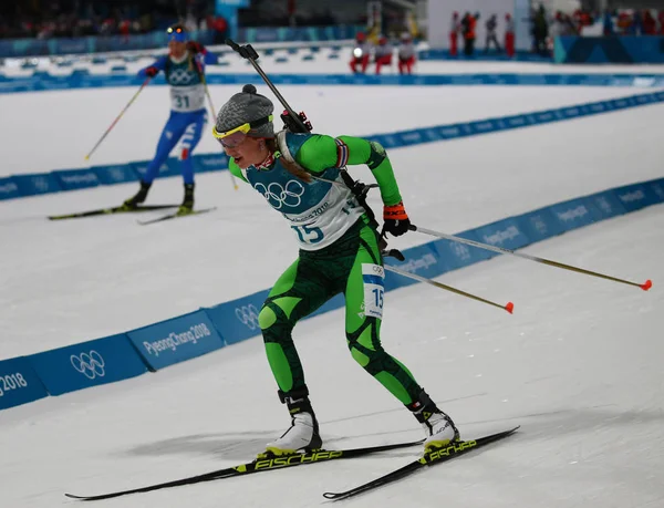 Pyeongchang South Korea February 2018 Olympic Champion Darya Domracheva Belarus — Stock Photo, Image