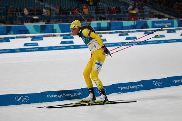 Pyeongchang South Korea February 2018 Olympic Champion Hanna Oeberg Sweden — Stock Photo, Image