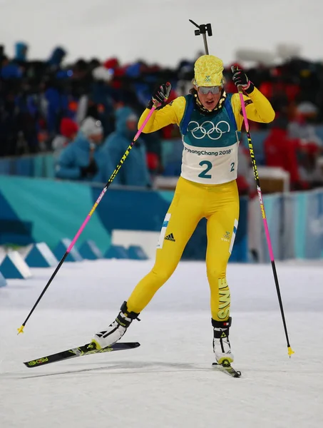 Pyeongchang South Korea February 2018 Olympic Champion Hanna Oeberg Sweden — Stock Photo, Image