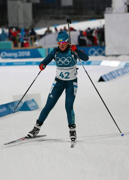 Pyeongchang Korea Południowa Lutego 2018 Iryna Varvynets Ukrainy Konkuruje Biathlonie — Zdjęcie stockowe