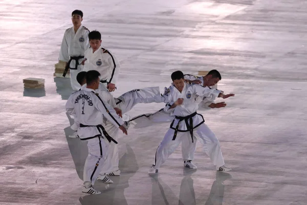 Pyeongchang Corea Del Sur Febrero 2018 Equipo Taekwondo Norte Sur — Foto de Stock