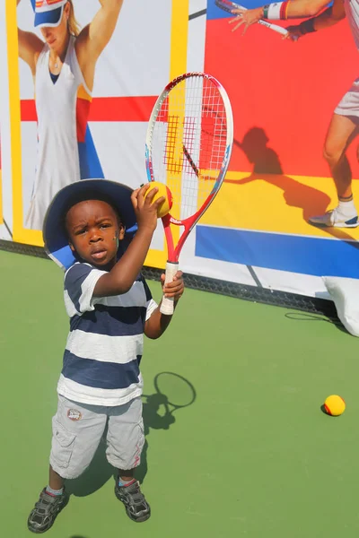 New York Augusti 2017 Barn Spela Mini Tennis 2017 Arthur — Stockfoto