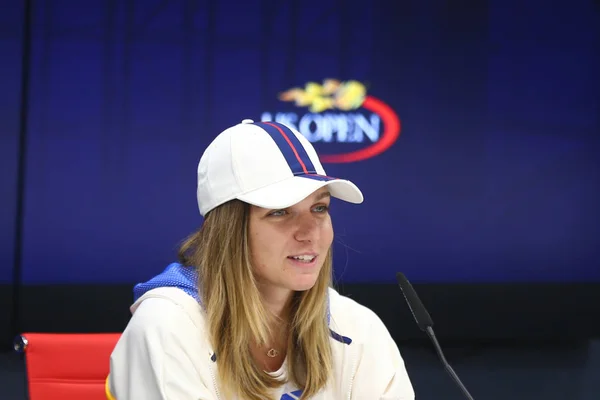 New York Augusti 2017 Professionell Tennisspelare Simona Halep Rumänien Presskonferensen — Stockfoto