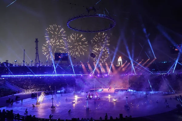 Pyeongchang Νοτια Κορεα Φεβρουαριου 2018 Τελετή Έναρξης Χειμερινών Ολυμπιακών Αγώνων — Φωτογραφία Αρχείου