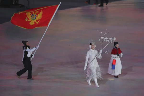 대한민국 2018 알파인 옐레나 Vujicic 몬테네그로 올림픽 팀에는 2018 올림픽 — 스톡 사진