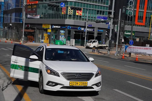 Gangneung Südkorea Februar 2018 Örtliches Taxi Während Der Olympischen Winterspiele — Stockfoto