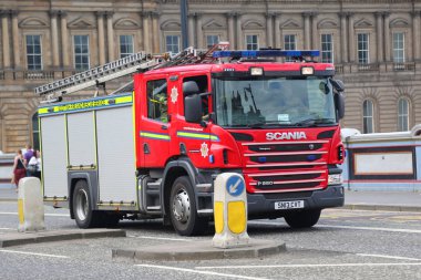 Edinburgh, İskoçya - 4 Temmuz 2018: Edinburgh İskoç yangın ve Kurtarma Servisi kamyon. 