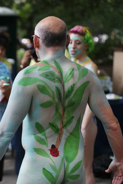 New York July 2018 Artists Paint 100 Fully Nude Models — Stock Photo, Image