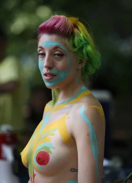Νέα Υόρκη Ιουλίου 2018 Καλλιτέχνες Χρώμα 100 Πλήρως Γυμνό Μοντέλα — Φωτογραφία Αρχείου