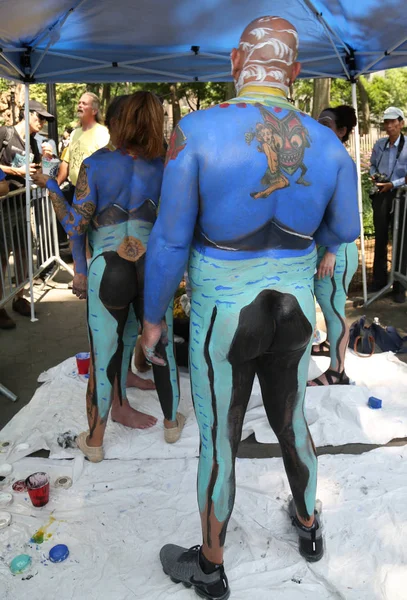 New York July 2018 Artists Paint Fully Nude Models All — Stock Photo, Image