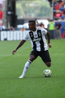 Harrison, Nj - 28 Temmuz 2018: Alex Sandro Juventus Red Bull Stadyumu'nda 2018 Uluslararası Şampiyonlar Kupası maçında Benfica karşı eylem 