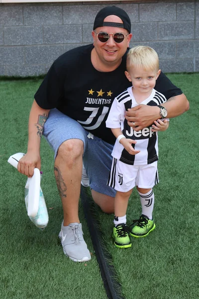 Harrison, Nj - 28 Temmuz 2018: Juventus taraftarları futbol kulübü Fan bölgedeki 2018 Uluslararası Champions Cup Kupası oyun arada Juventus vs Benfica Red Bull Stadyumu'nda öncesi