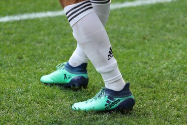 Harrison, Nj - 28 Temmuz 2018: Profesyonel futbol oyuncusu Juventus vs Benfica oyunu 2018 Uluslararası Şampiyonlar Kupası Red Bull Stadyumu'nda sırasında Adidas ayakkabısı giyer 
